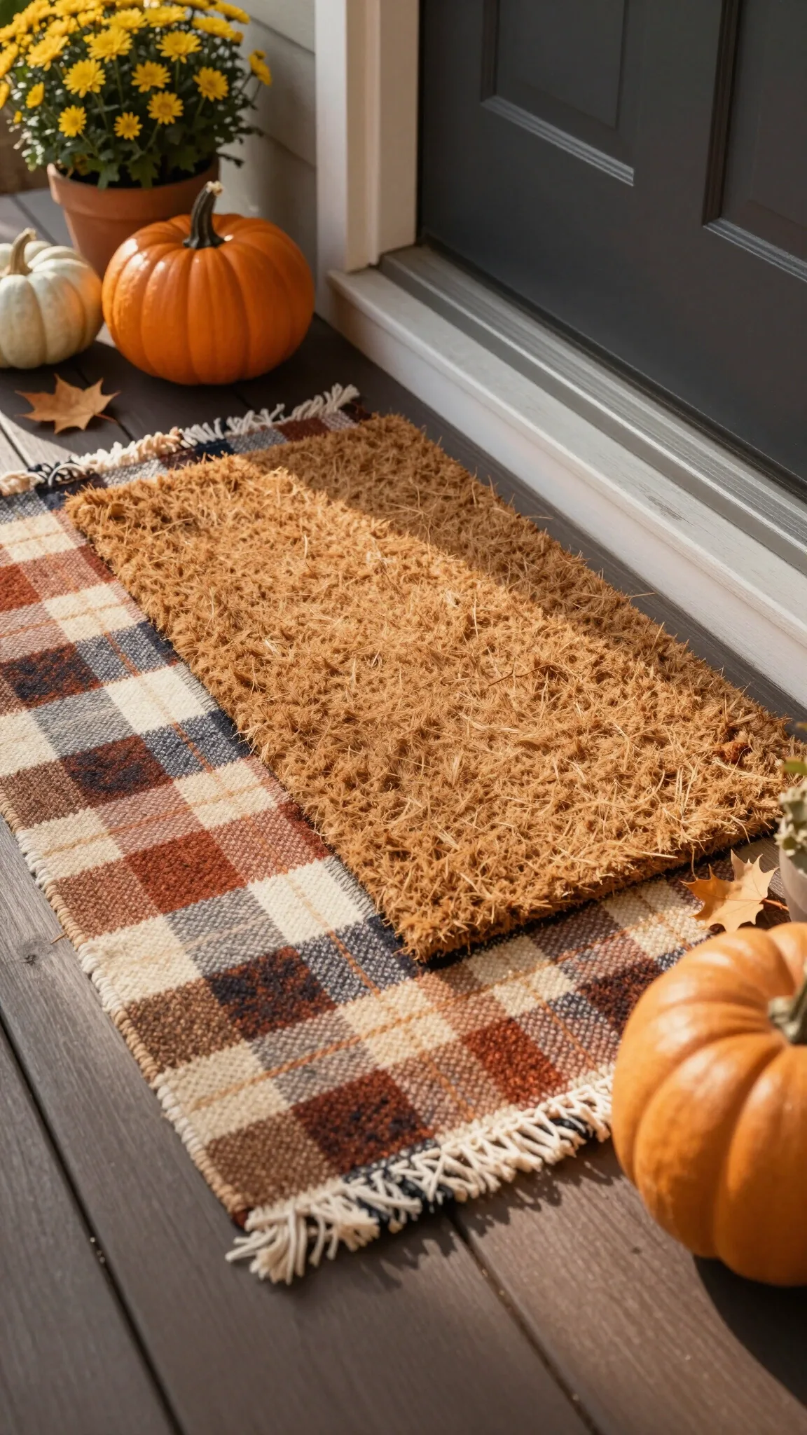 Create a layered entryway doormat