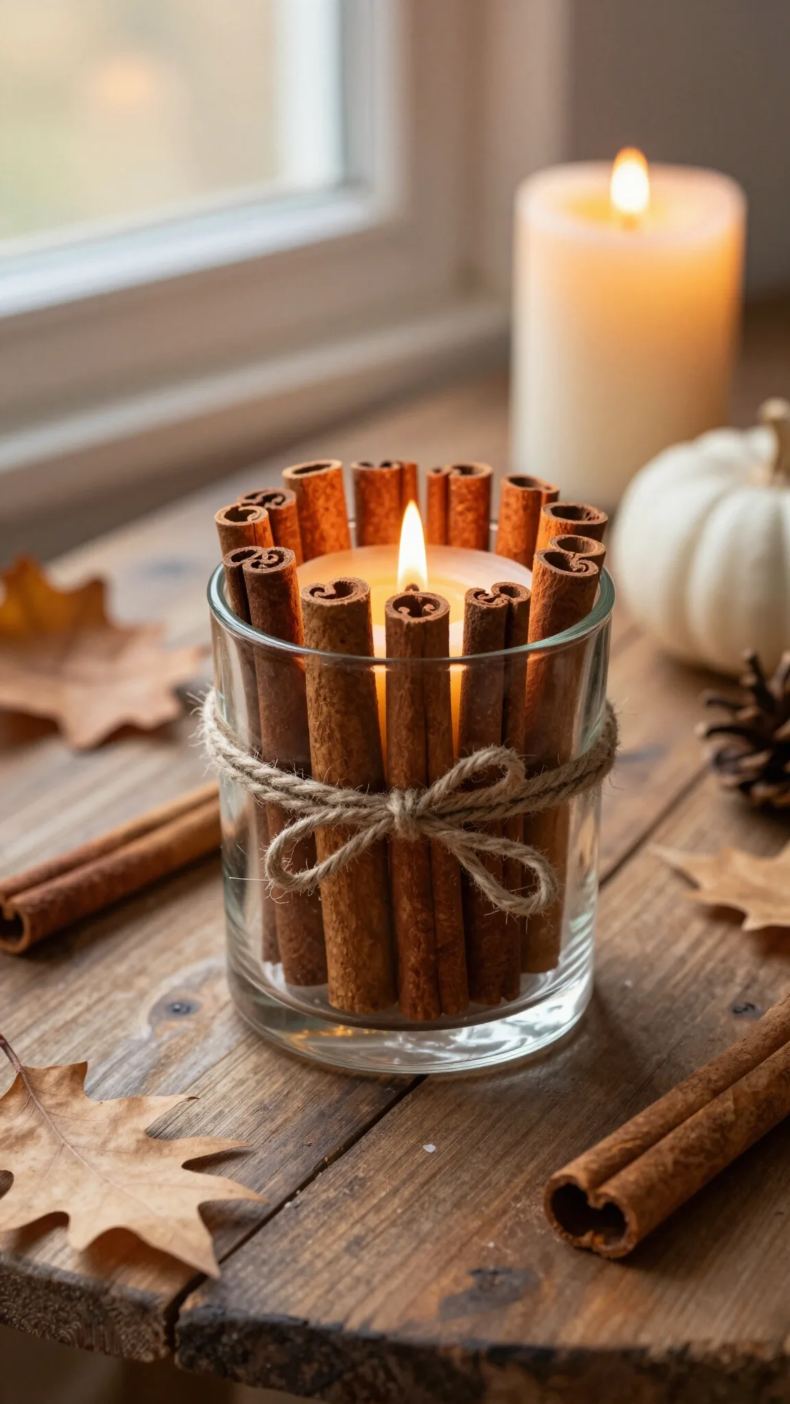 Create cinnamon stick candle wraps