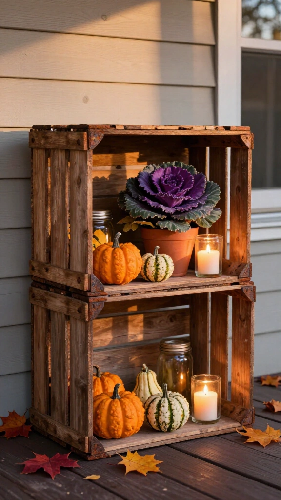 Vintage wooden crate displays