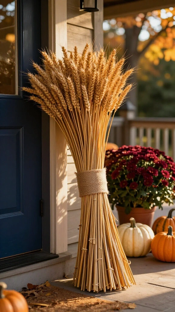 Dried wheat sheaf bundles