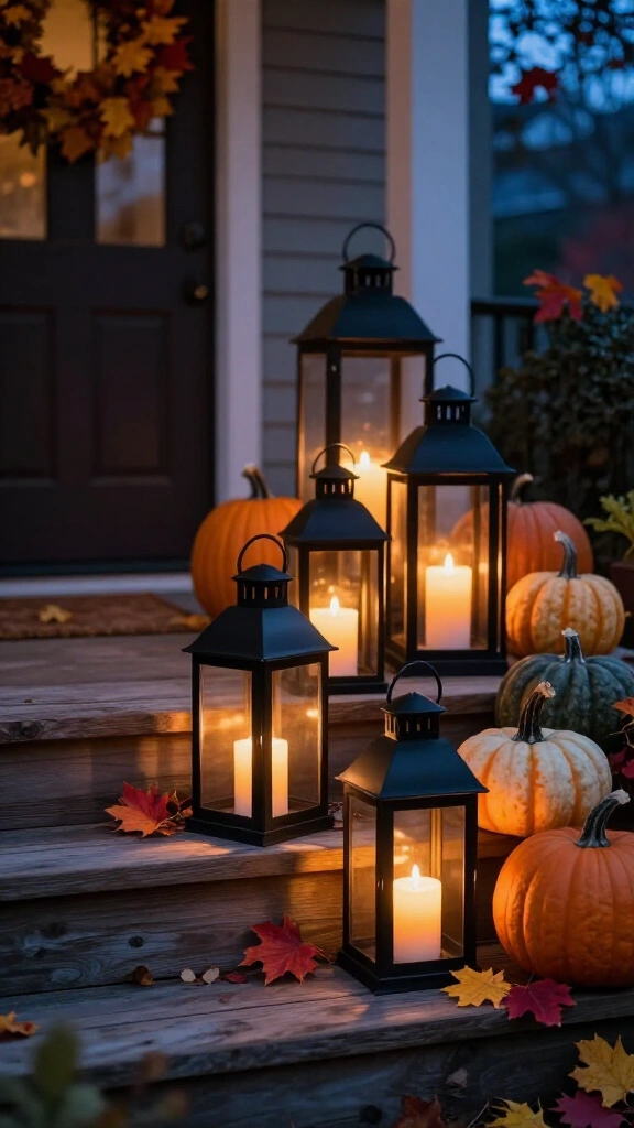 Oversized black metal lanterns