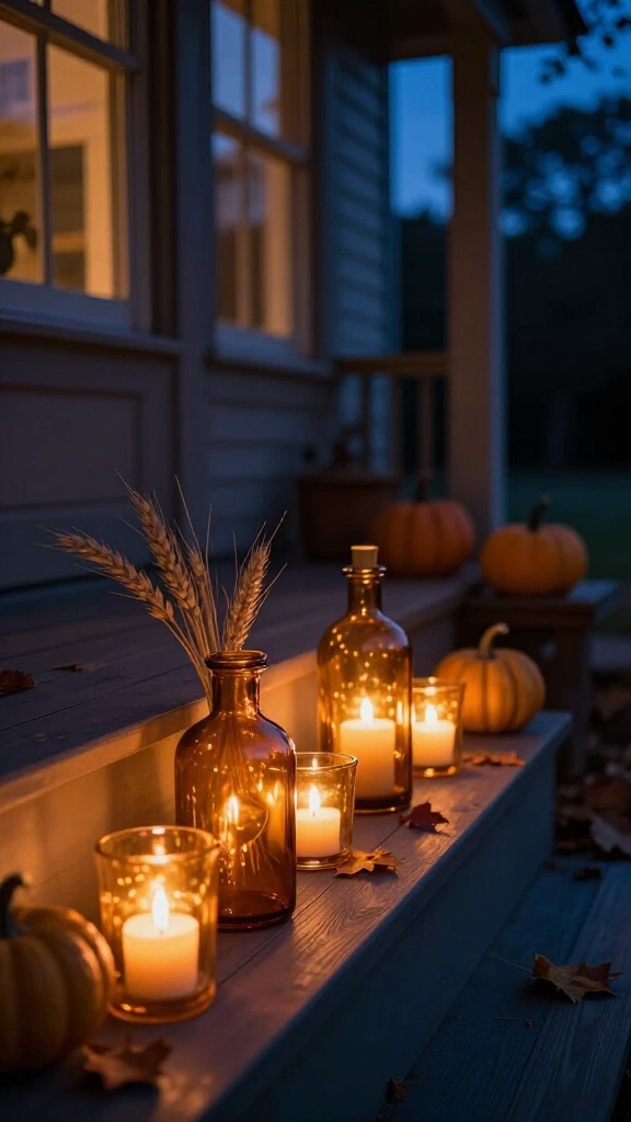 Warm amber glass votives