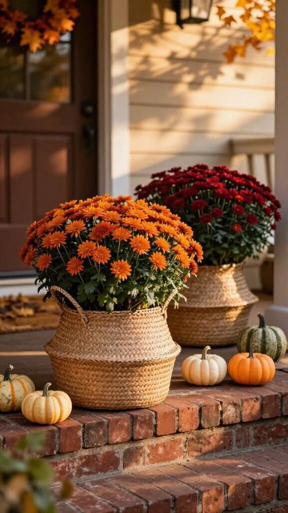 Woven seagrass basket planters