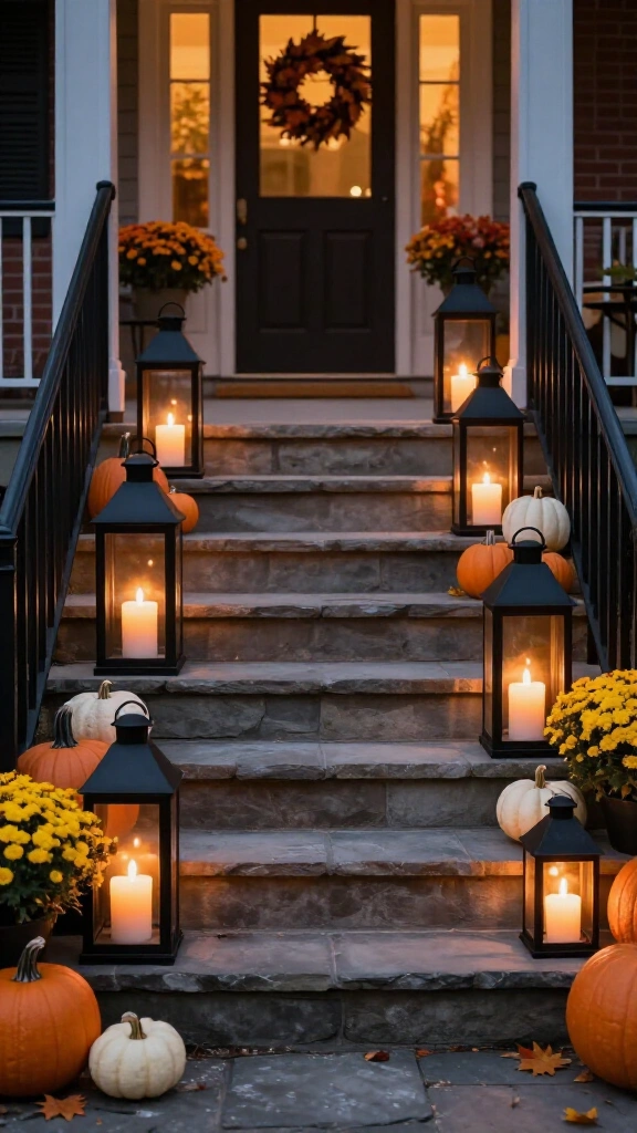 Black iron lantern stair alignments