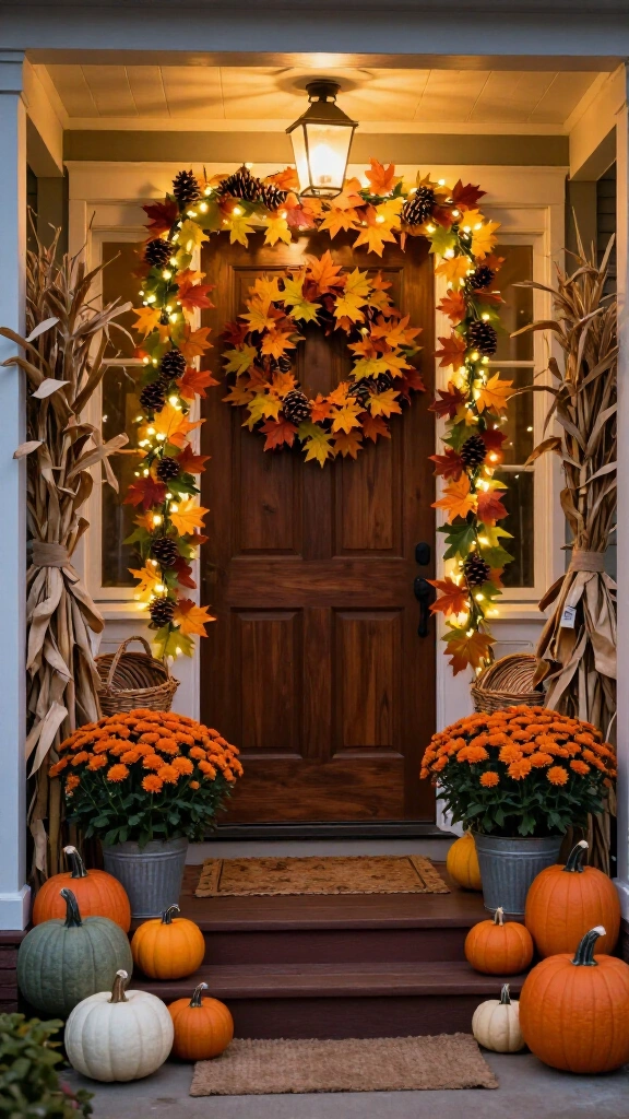 Golden garland door frame framing