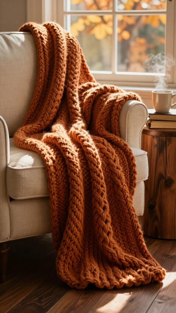 Layer chunky knit throws