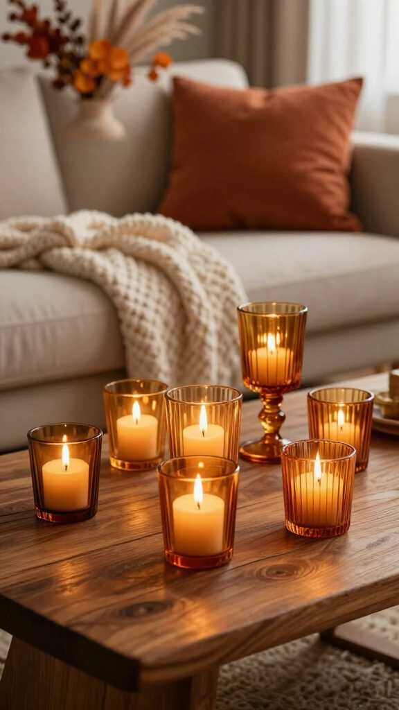 Introduce amber glass candleholders