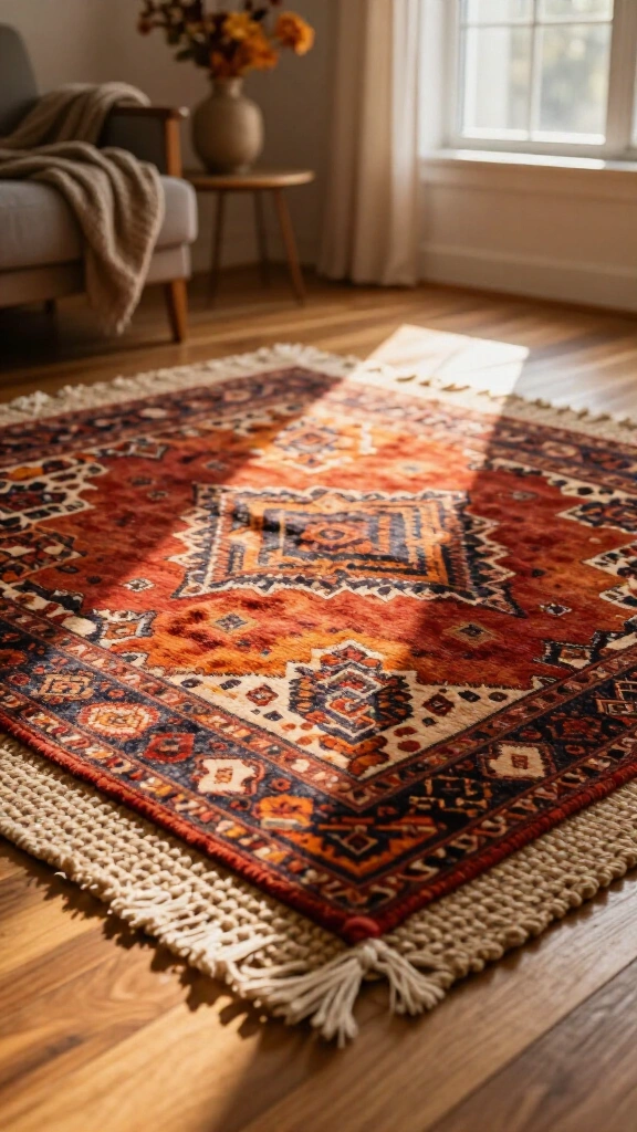 Add a terracotta or rust area rug