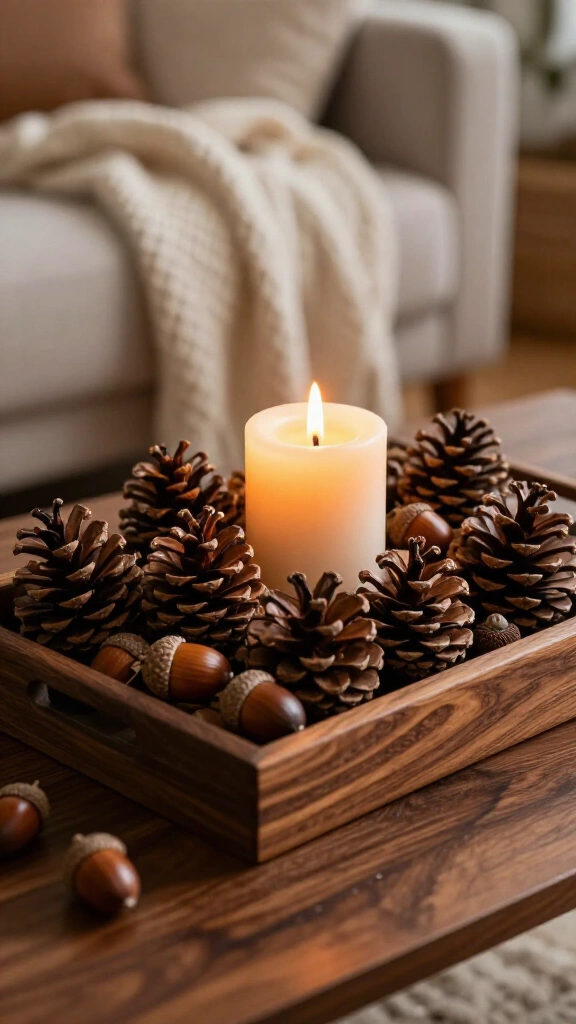 Create a DIY pinecone and acorn tray
