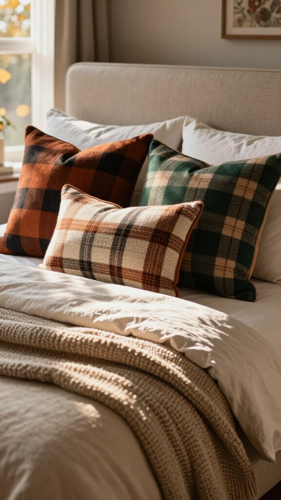 Add plaid accent pillows