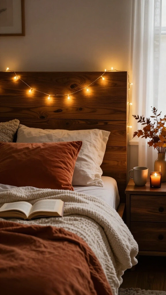 Wrap string lights around your headboard