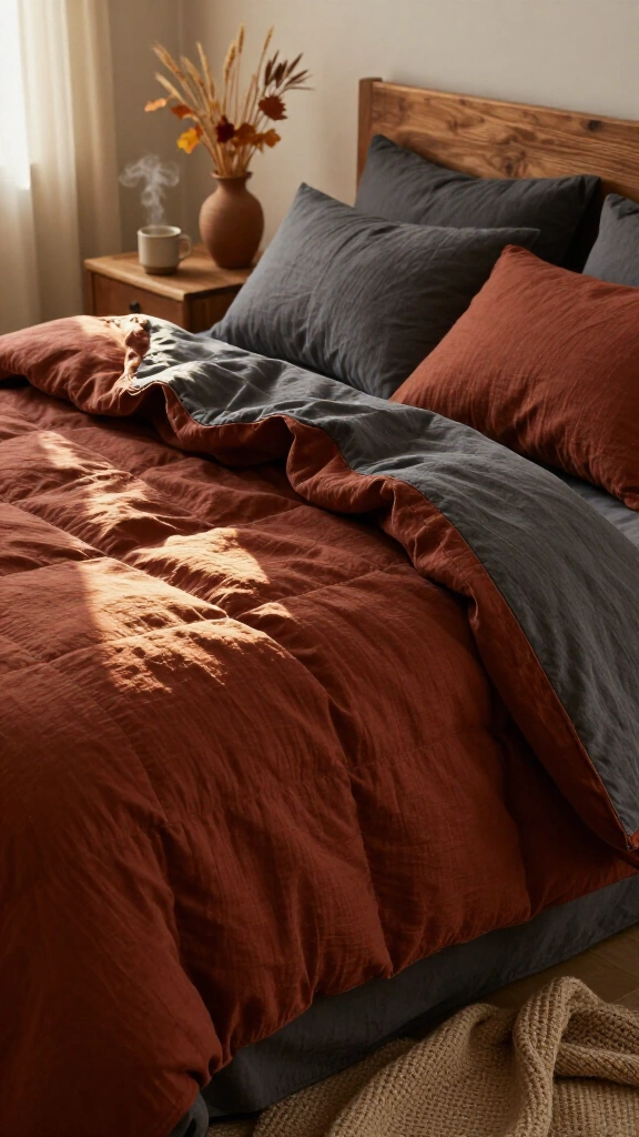 Layer a quilted linen duvet cover set