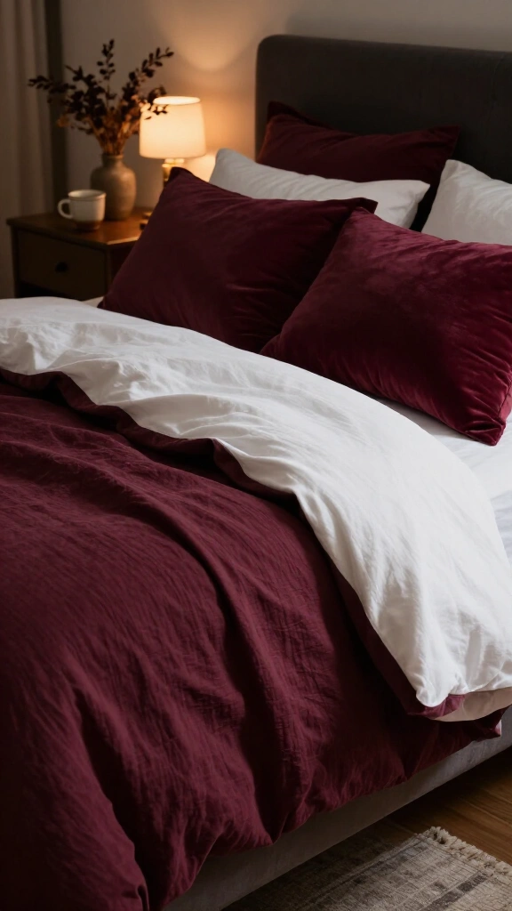 Combine deep plum and rich burgundy fabrics
