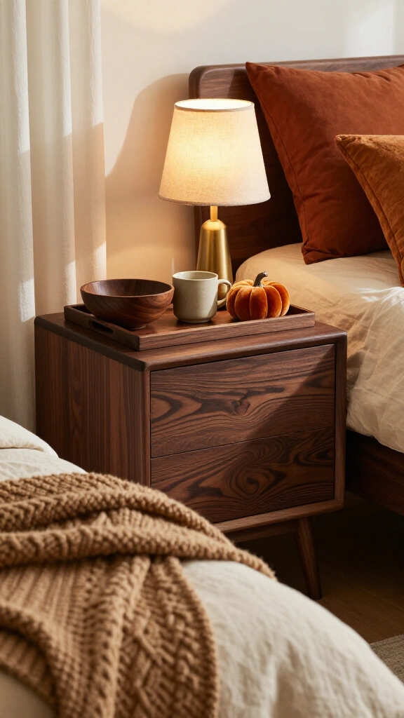 Swap nightstands for dark walnut furniture