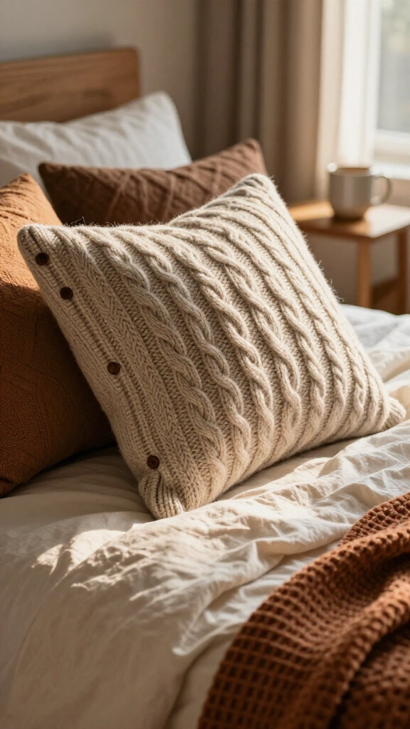 Encase pillows in cable-knit cover sets