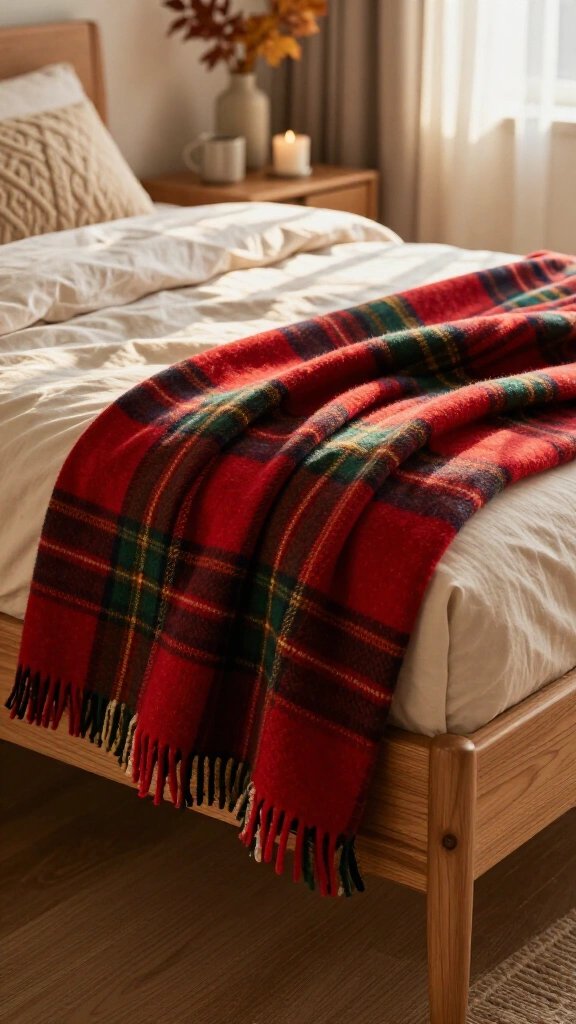 Drape a plaid wool blanket