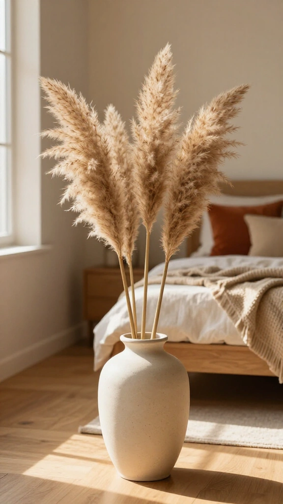 Display fluffy pampas grass