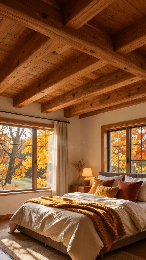 Install faux wooden ceiling beams