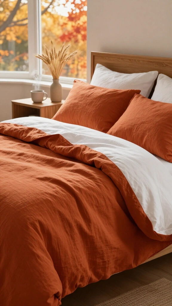 Burnt orange French linen duvet set