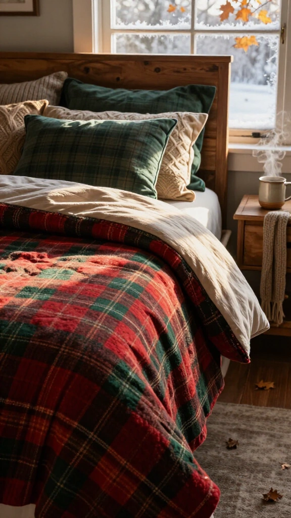 Plaid flannel sheet & quilt bundle