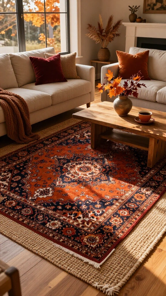 Style layered vintage rugs