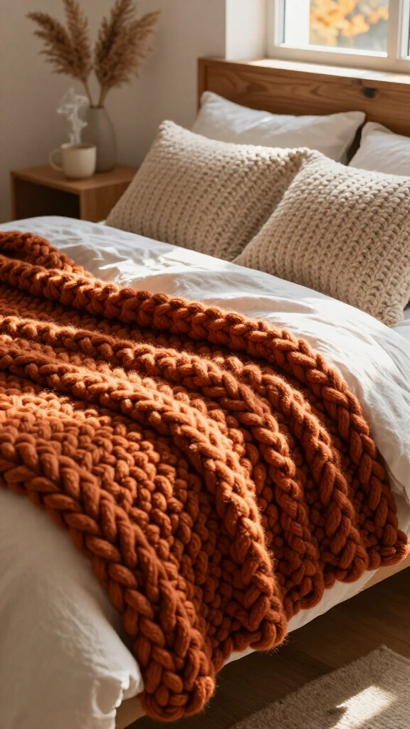 Chunky knit blanket & pillow set