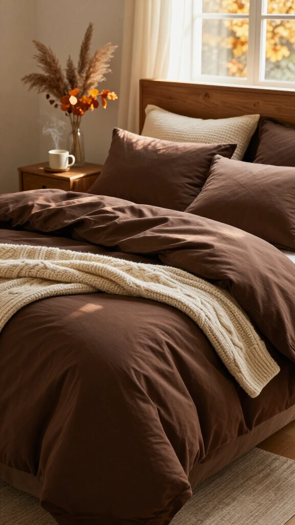 Chocolate brown microfiber bedding
