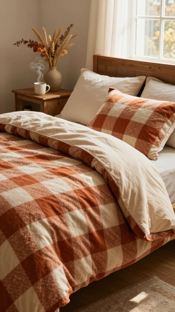 Vintage gingham check flannel set