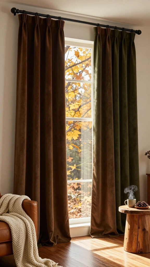Frame the space with heavy linen or velvet curtains