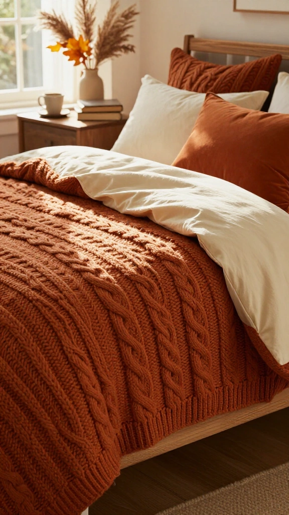Cozy cable-knit reversible bedding