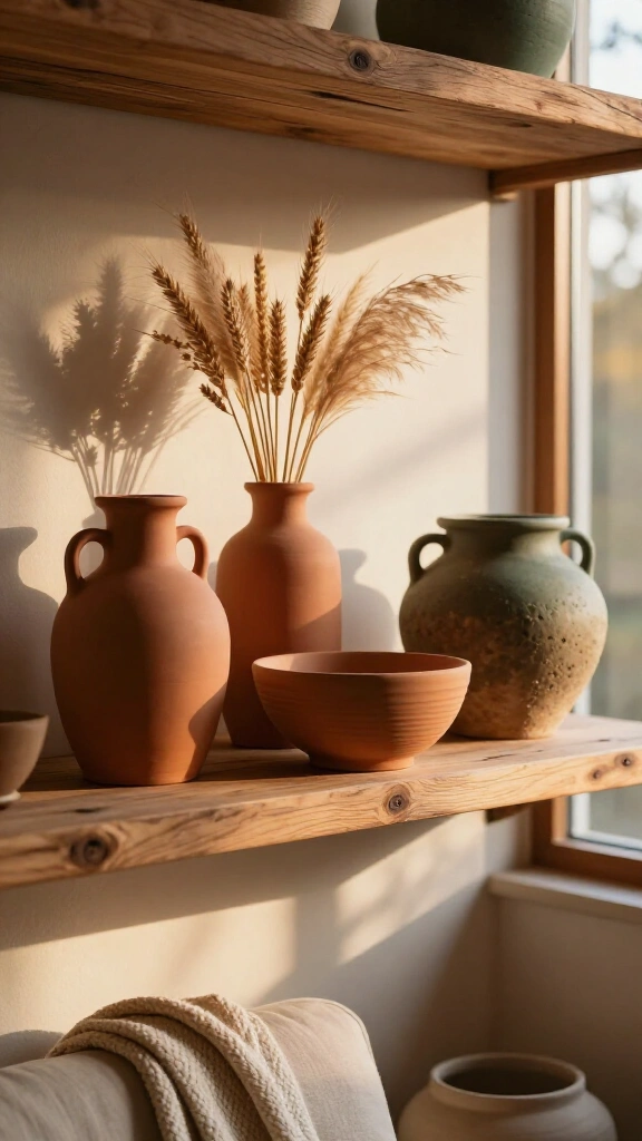Incorporate warm terracotta stoneware