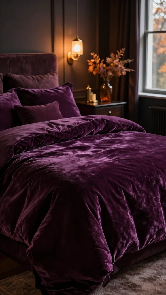 Rich plum velvet bedding collection