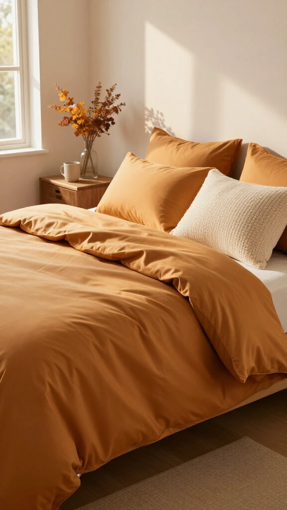 Warm amber Tencel Lyocell sheets & duvet