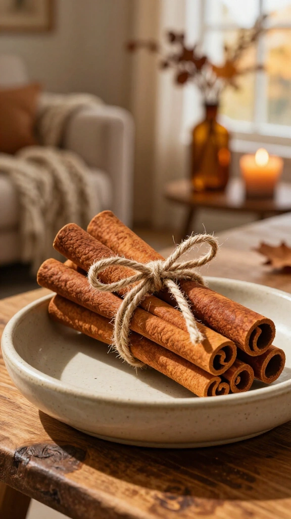 Display architectural cinnamon stick bundles