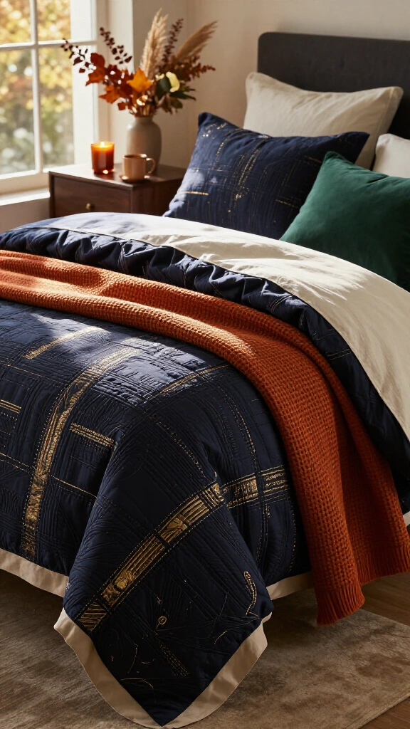 Midnight navy & gold foil jacquard set