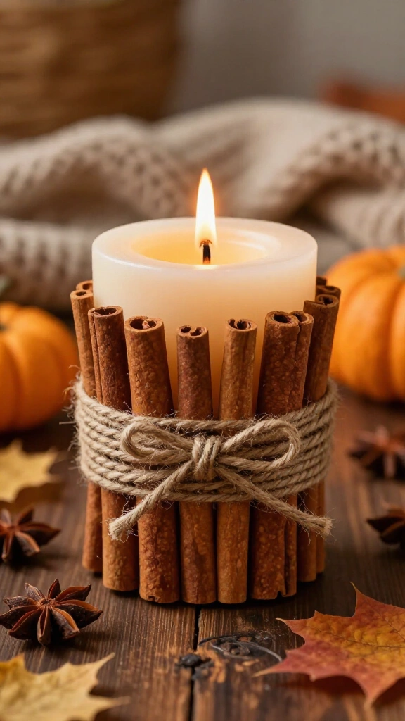 Cinnamon stick candle wraps