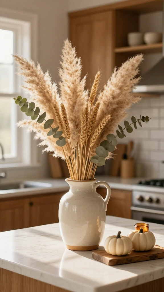 Dried floral and pampas grass centerpieces