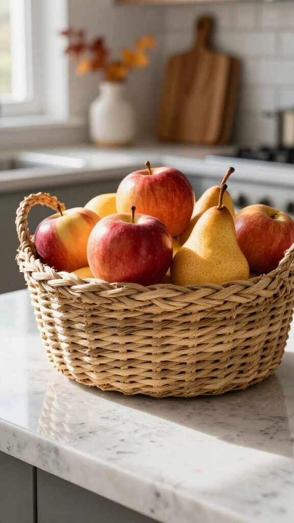 Woven seagrass fruit bowls