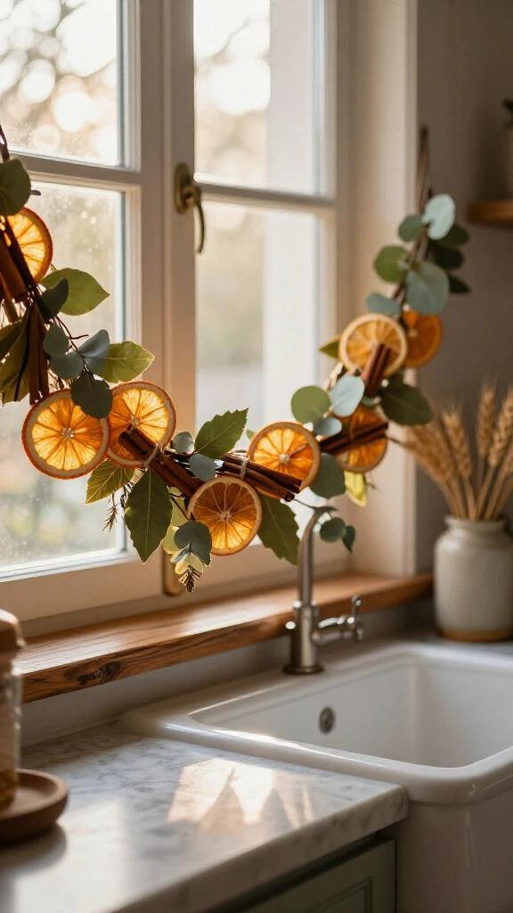 Eucalyptus and dried orange garland