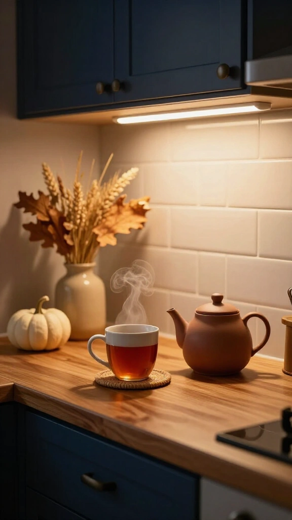 Warm under-cabinet lighting
