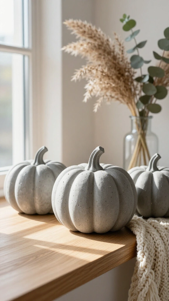 Concrete mini pumpkin sculptures
