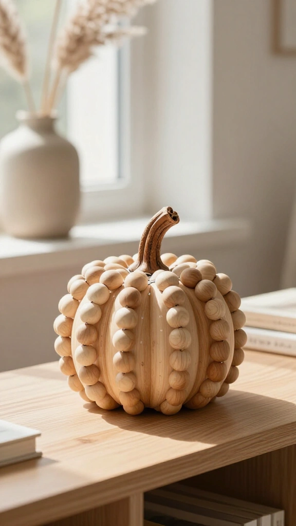 Scandi wooden bead pumpkin sculpture