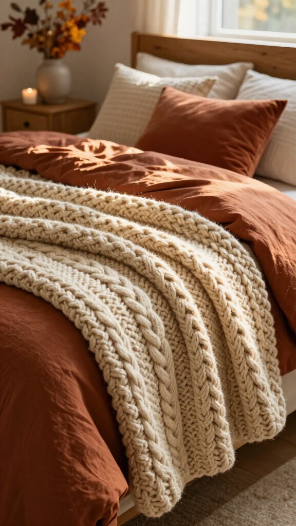 Layer chunky knit throw blankets