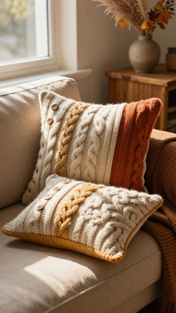 Upcycled sweater pillow covers