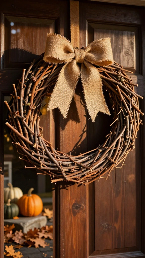 Rustic twig door wreath