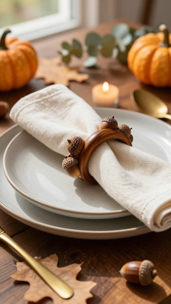 DIY acorn napkin rings