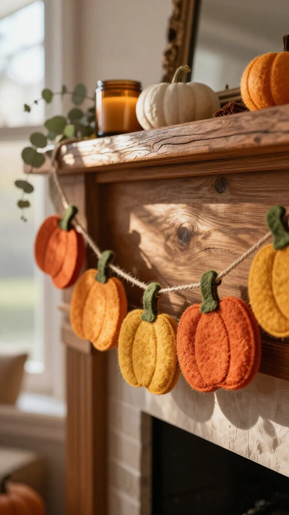 Felt pumpkin garland