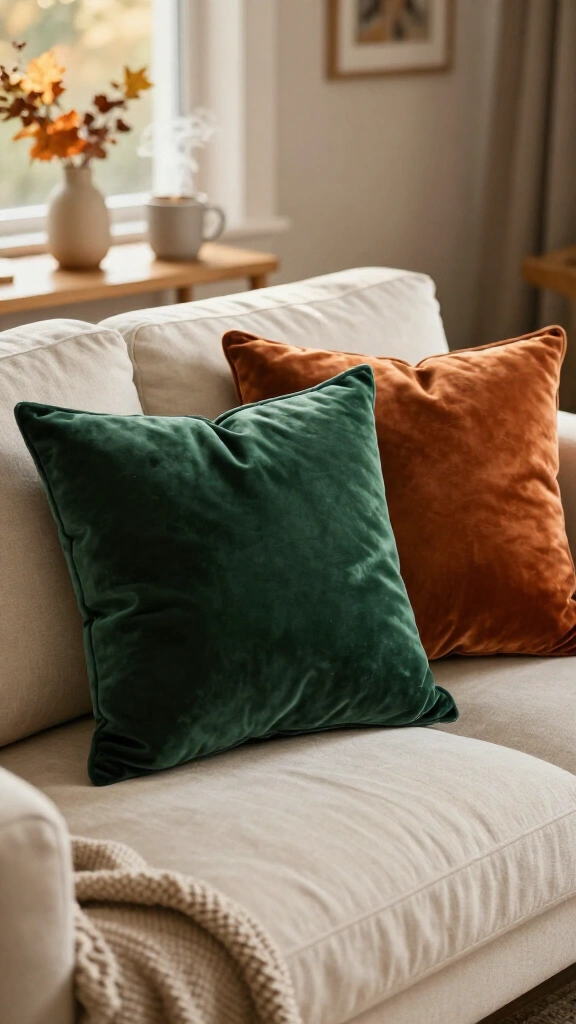 Introduce rich velvet accent cushions