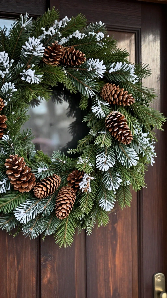 Frosted pinecone and cedar garland