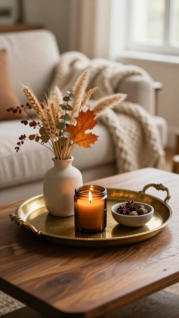 Vintage brass trays for coffee table displays